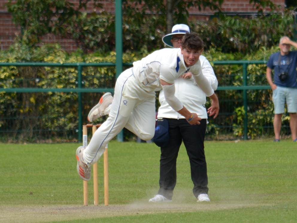 Ben Privett bowling against Oxfordshire – his three wickets were one of Devon's few bright spots on day two<br>credit: Conrad Sutcliffe - no re-use without copyright owner's consent