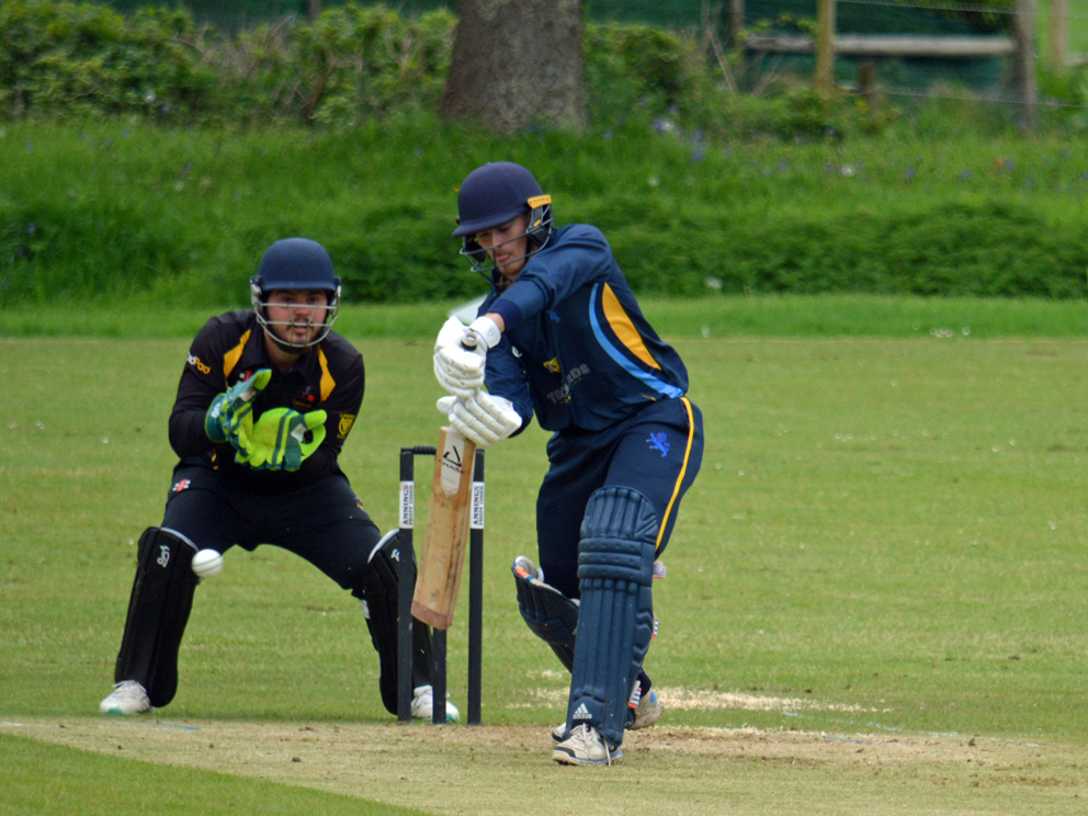 Devon's Ben Beaumont laying into the Cornwall bowling <br>credit: Conrad Sutcliffe – no re-use without consent