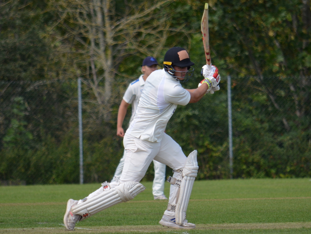 Oxfordshire batter Zach Lion-Cachet on the way to his maiden red-ball ton