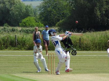 James Talbot attempts to hit a short-pitched delivery 