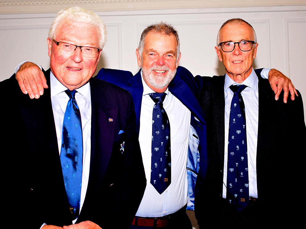 Left to right are master of ceremonies David Post, Geoff Miller and DSCT trustee Jack Davey<br>credit: Conrad Sutcliffe