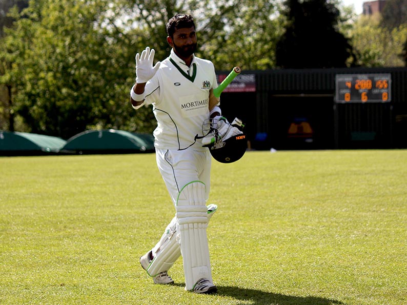 Faizan  Riaz makes his way off the County Ground after scoring 155 against Exeter<br>credit: Gerryhunt21@btinternet.com