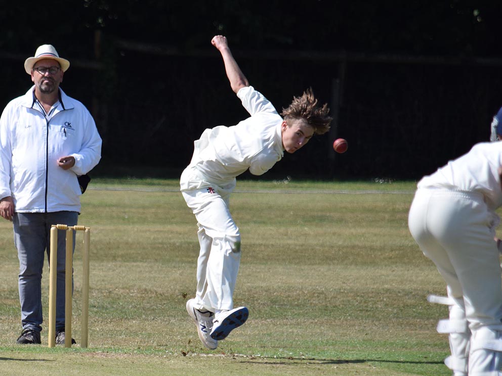 Jake Fox - in for Abbotskerswell as bowling cover for Neal Osborn<br>credit: Conrad Sutcliffe - no re-use without copyright holder's consent