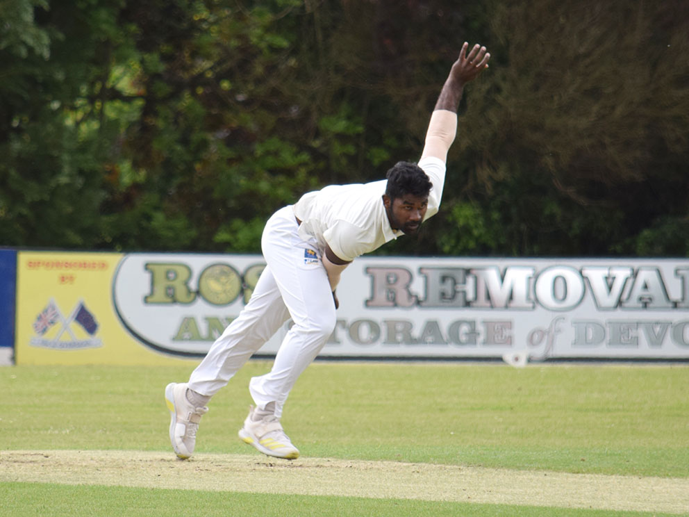 Exeters Jehan Daniel – four wickets and a century in the win over Seaton<br>credit: Conrad Sutclffe