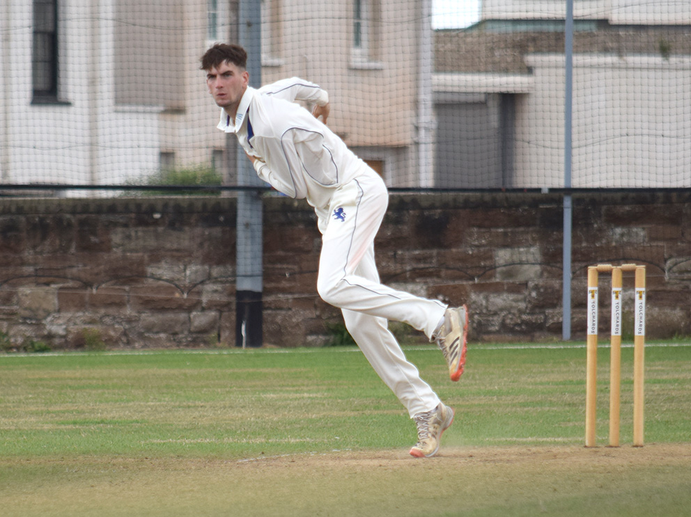 Spinner Max Shepherd – 13 wickets in the match to help bowl Devon to promotion<br>credit: Conrad Sutcliffe - no re-use without copyright owner's consent