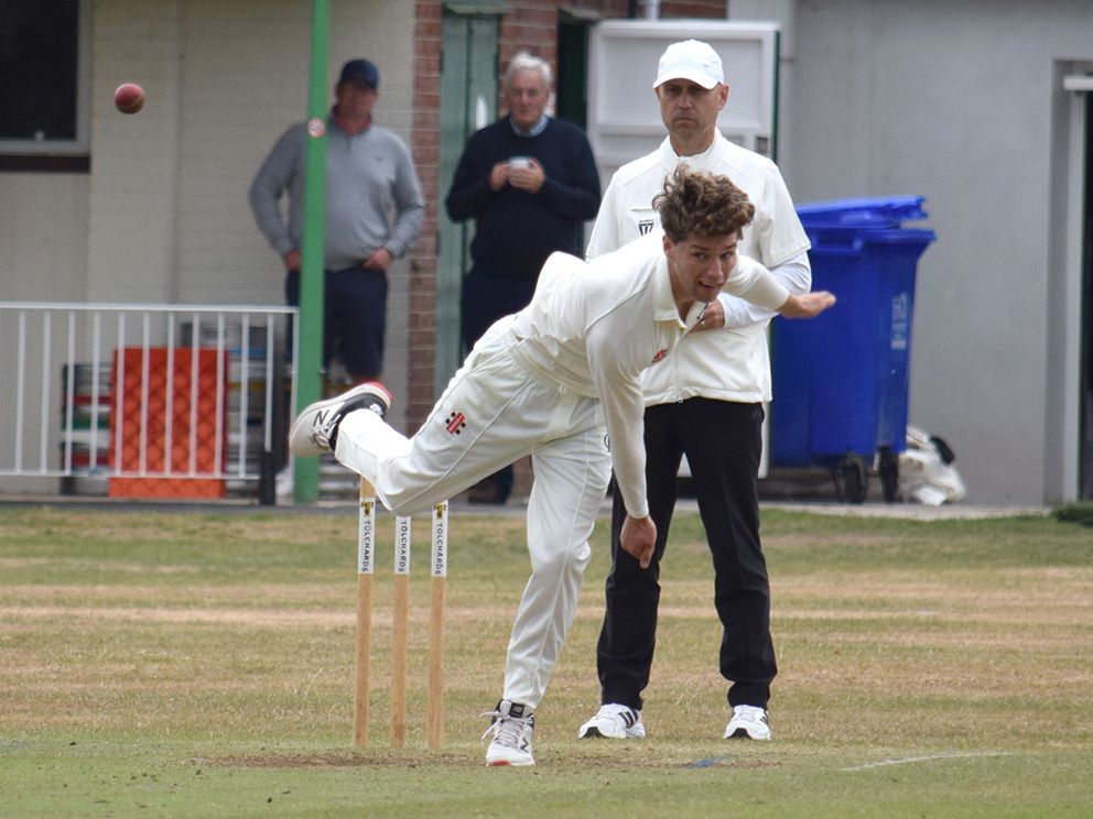 Heathcoat's Tom Hatton – his five-wicket haul was largely responsible for ripping out Sidmouth's top order<br>credit: Conrad Sutcliffe