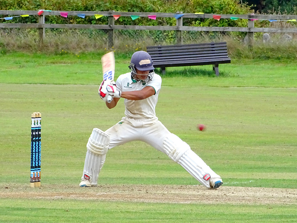 Cornwood's Jay Bista – a second successive century for the Indian maestro, this time in the win over leaders North Devon<br>credit: Fiona Tyson