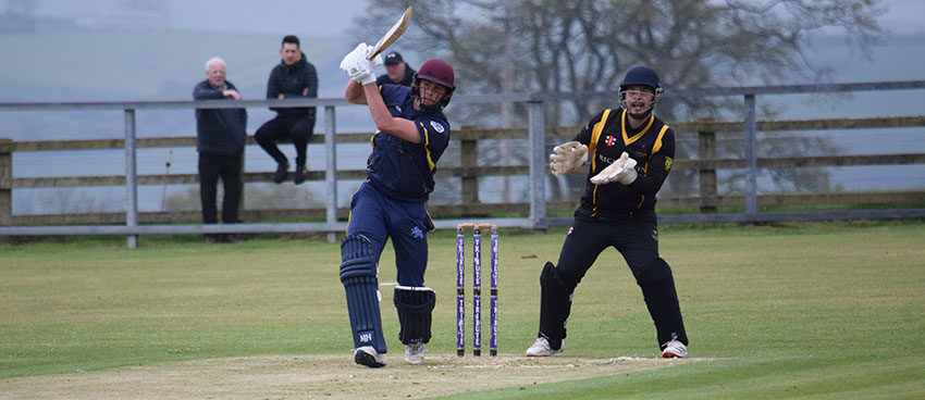 Elliot Hamilton hits out for Devon in the one-run win over Cornwall at Werrington