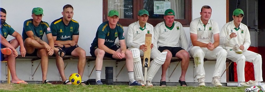 The Cornwood team watching Jay Bista taking on the North Devon attack and coming out on top