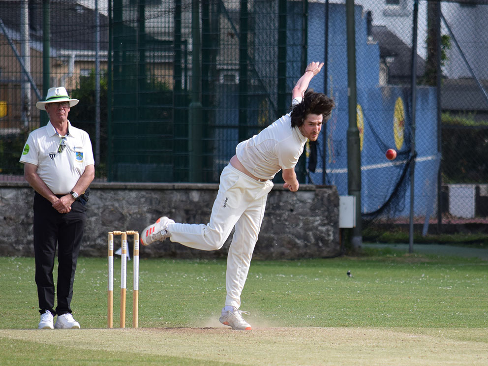 Yelverton's Sam Crompton – wickets against South Devon<br>credit: Conrad Sutcliffe - no re-use without copyright holder's consent