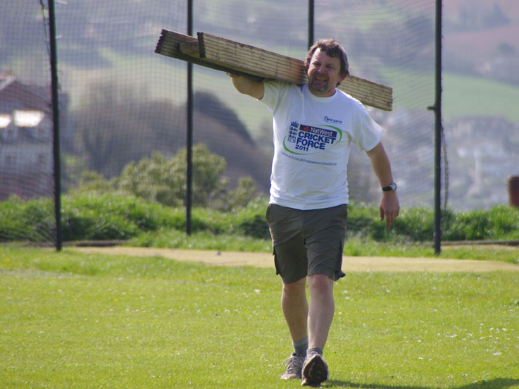 Flashback to 2011 and Charlie Woolnough hard at work on the ground at Hazeldown after the move from Shaldon<br>credit: Contributed