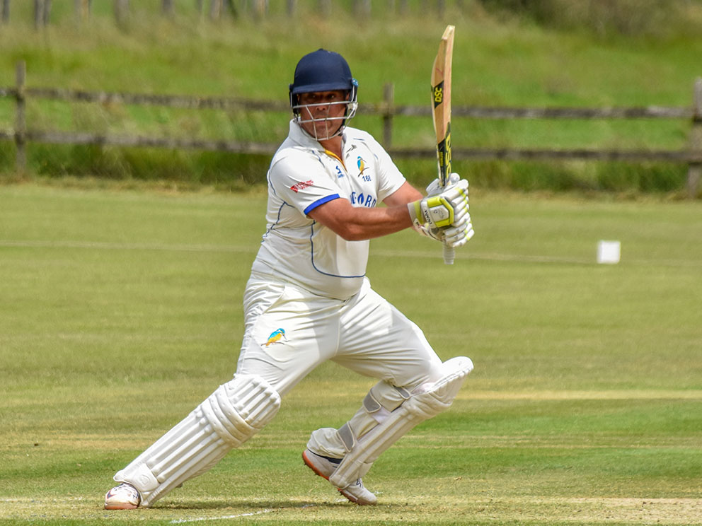 Sandford's Sandy Allen on the way to 159 against Plymouth<br>credit: Jay Harris Photography Inc