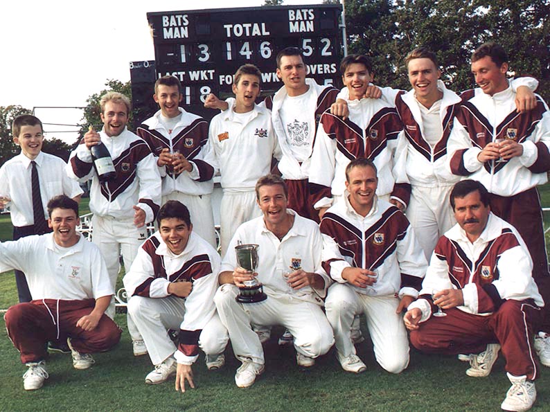The Torquay side that retained the Premier Division title in 1997 having won it 12 months earlier. Mike Pugh is holding the champagne in the back row. Neil Hancock is second from the right in the same row<br>credit: Conrad Sutcliffe 