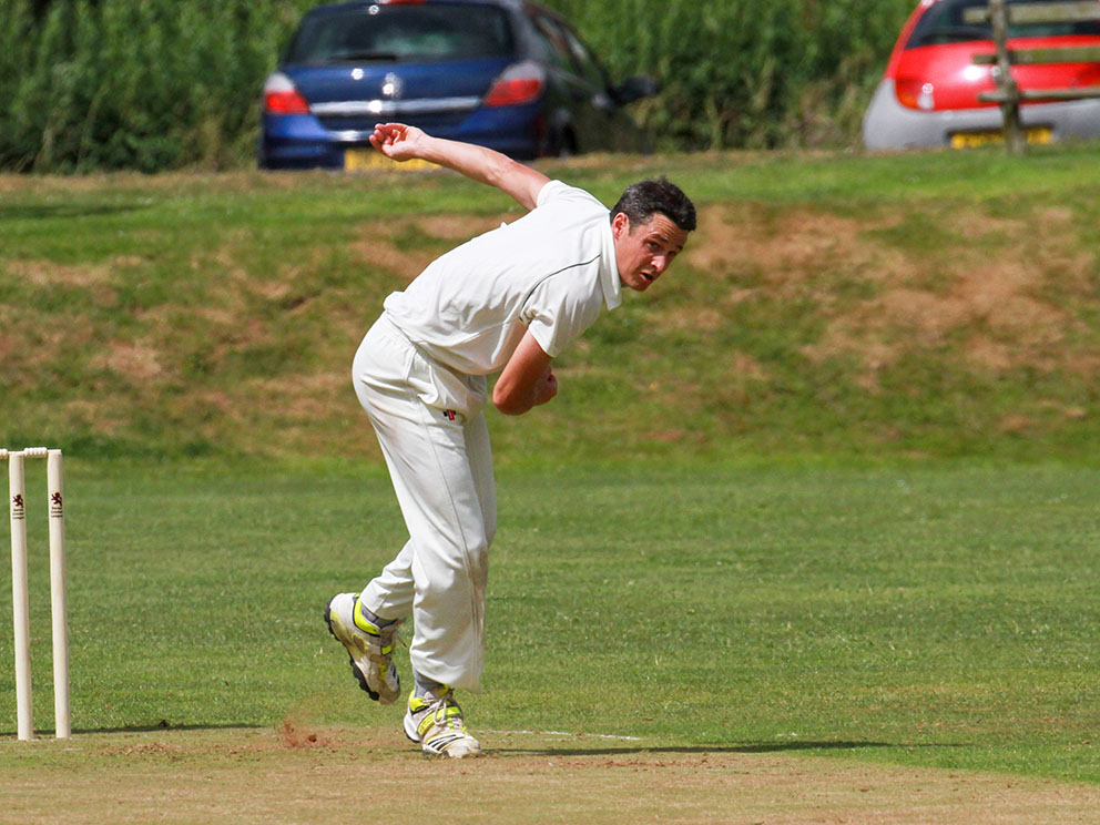Whimple's Steve Hathaway - unlucky not to dismissed Exwick's Michael Nunns before he got off the mark