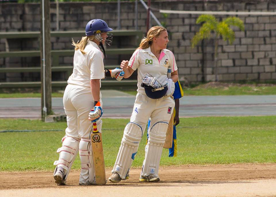 Amara Carr (right) on tour in the West Indies with the Club Cricket Conference