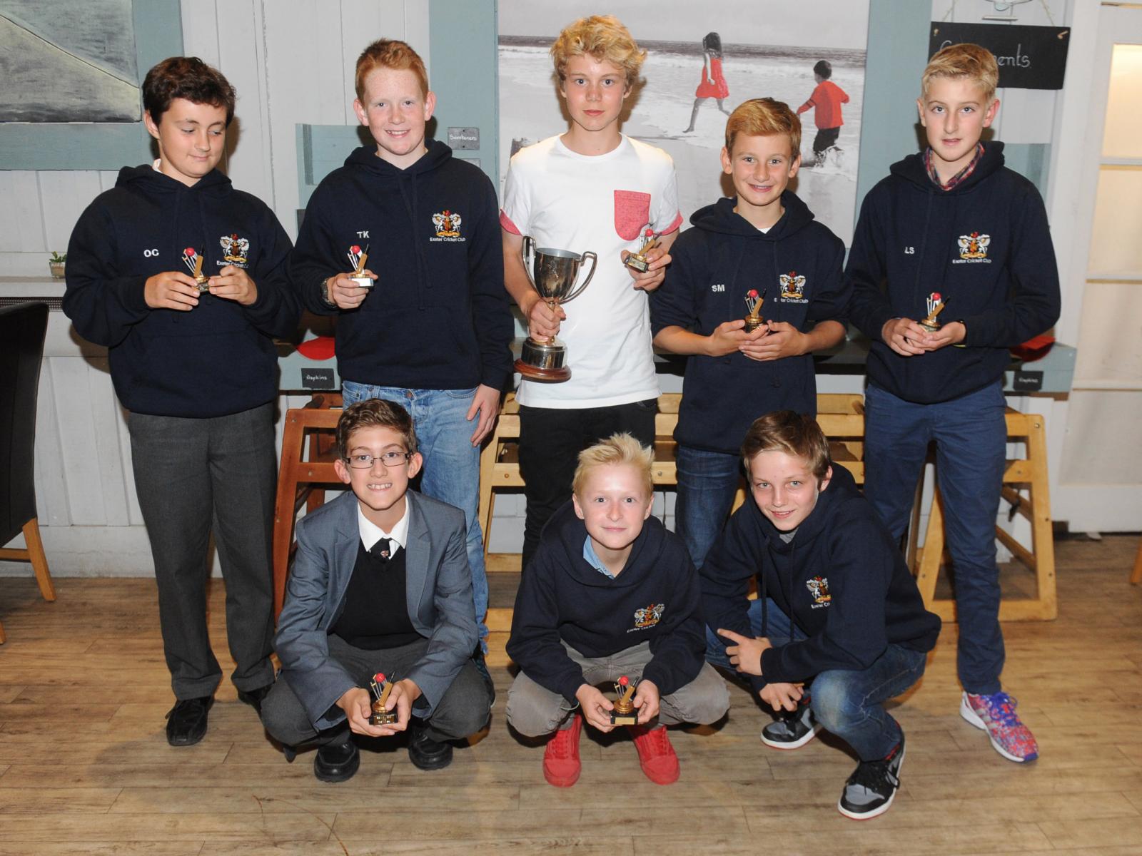 Exeter U13s proudly displaying the EDYL U13 divisional trophy