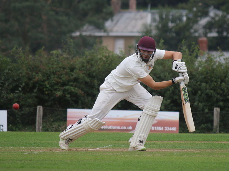 Ben Green on his way to 92 for Exeter against Bradninch<br>credit: Gerry Hunt