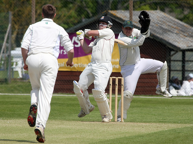 Flashback to 2013 and Sidmouth versus Cornwood on the Fortfield. The batsman having a slog is Matt Cooke
