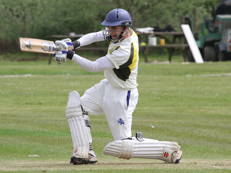 Elliot Rice in full flow for Budleigh - he made a half-century against Brixham