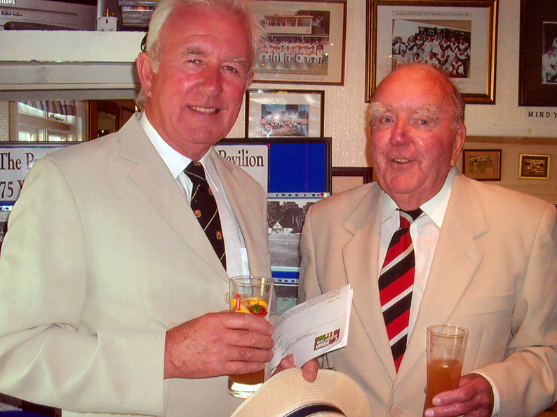 Ray Batten (right) at a Torquay CC function with rugby club president Alan Forsyth<br>credit: Jack Critchlow