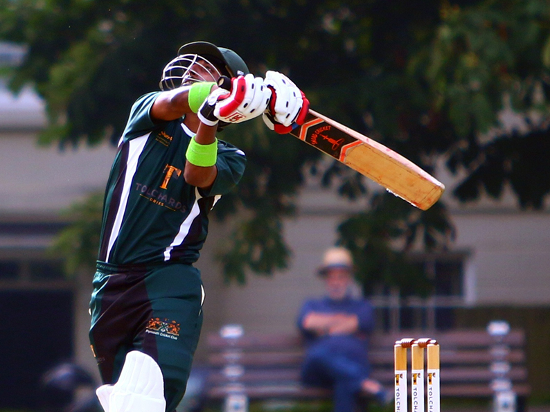 Almost there! Plymouth's Faizan Riaz, who needs 41 runs to reach 1,000 for the season