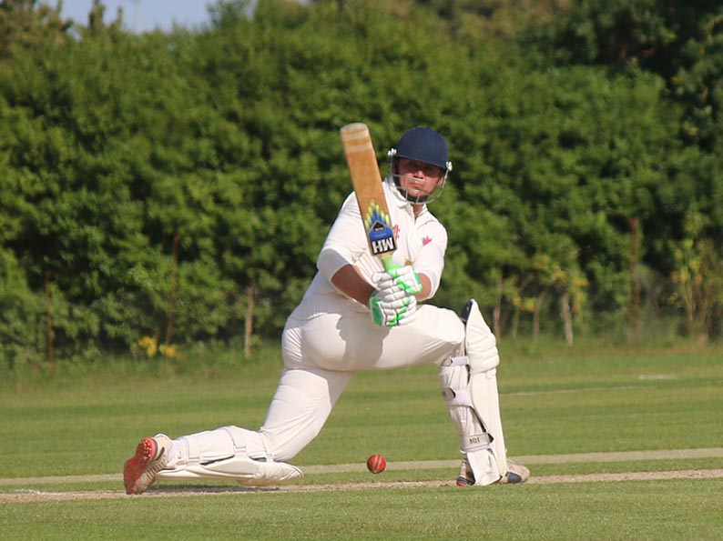 Miles Lenygon, who made 44 for Exmouth against Bovey before rain stopped play on the Maer