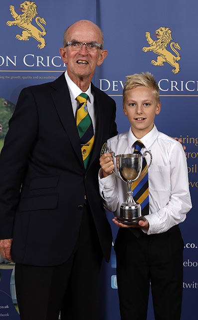 Jack Whittaker (right) collecting the Sally Ashman Cup for 2016 from donor Ted Ashman, who inaugurated the trophy in memory of his late wife