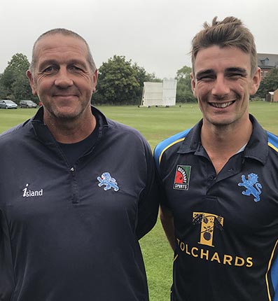 Keith Donohue and Josh Bess on the ground at Bridgnorth after announcing their retirements from the Devon cricket scene