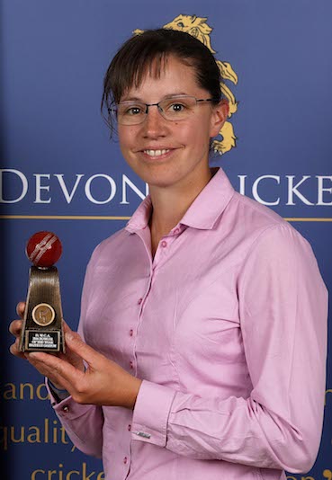Hazelle Garton at the Devon Cricket awards night in 2016, when she was named Women's bowler of the year