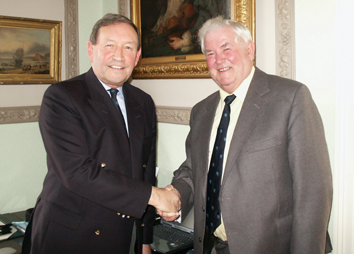 Flashback to 2006 when David Shepherd (right) was appointed Devon CCC president by the then chairman and later president himself Roger Moylan-Jones