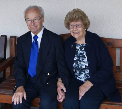 Bill and Sheila Matten on the pavilion balcony during the naming ceremony for the Bill Matten Pavilion