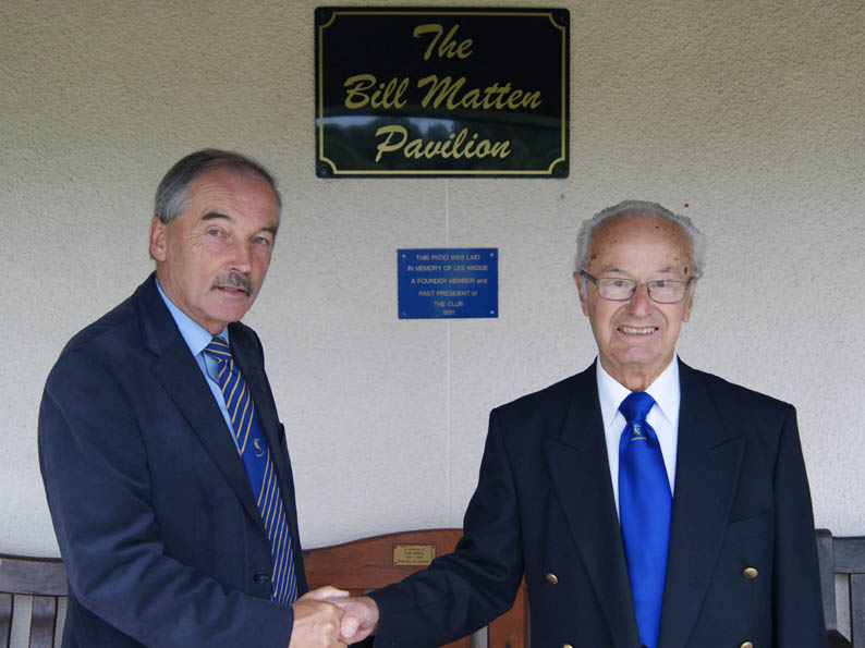 Chris Theedom (left) and Bill Matten in front of the plaque bearing his name