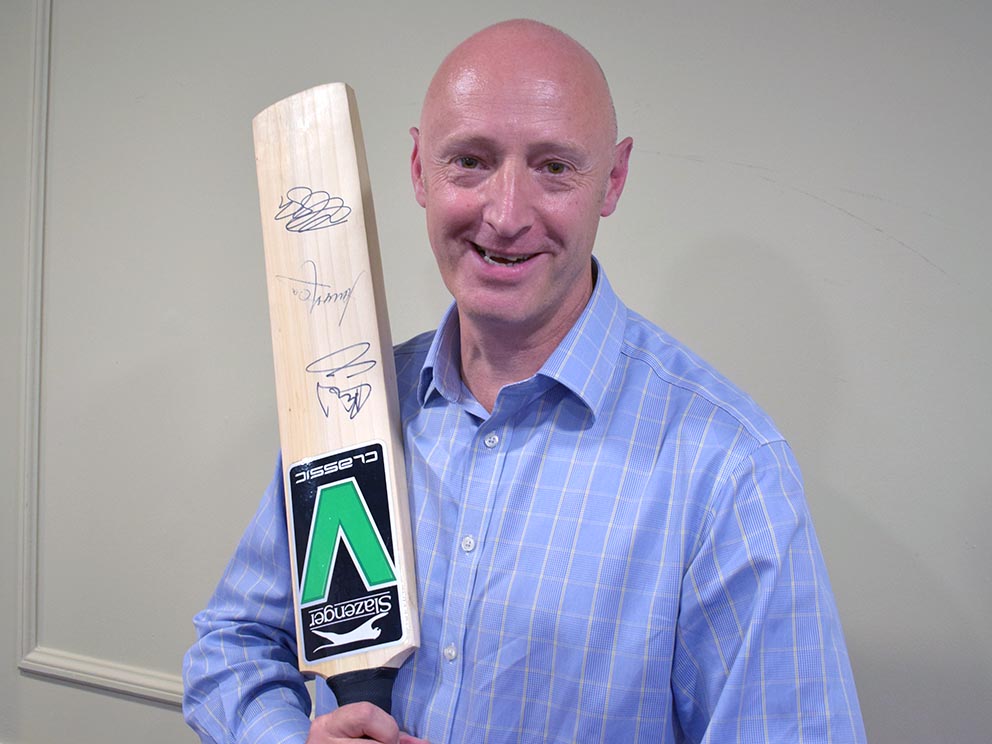 Dave Field with the latest addition to his cricket collection<br>credit: Conrad Sutcliffe