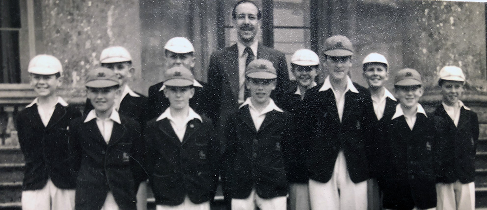Schoolboy cricketer Nick Ansell (second from the right) in the late 1940s