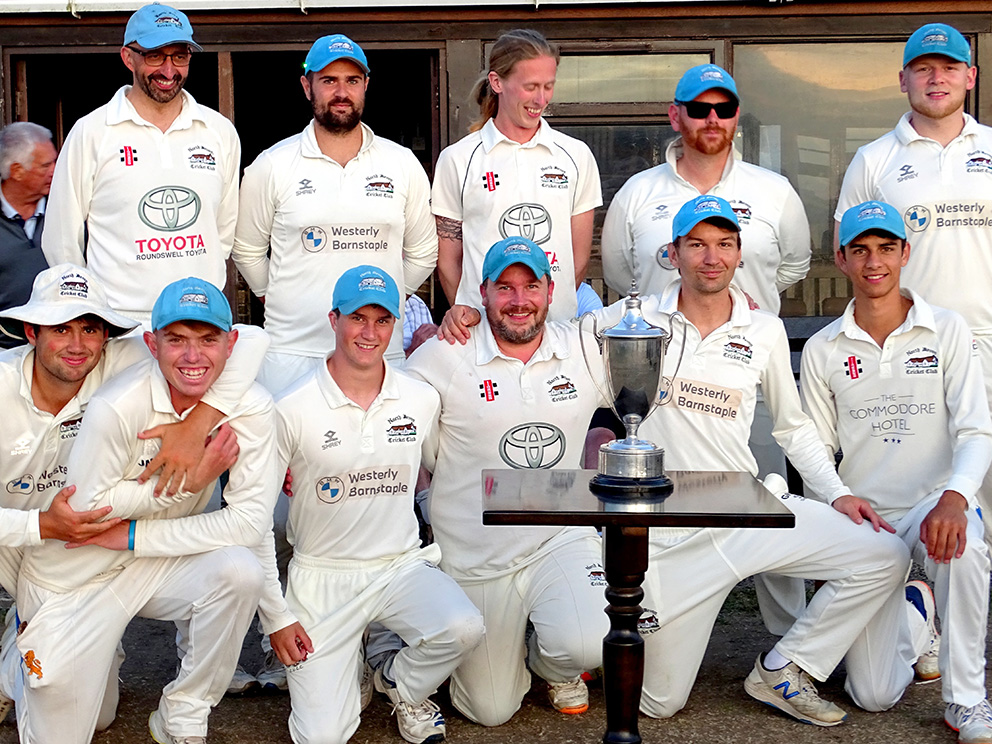 North Devon show off the North Devon KO Cup after defeating Barnstaple & Pilton in the final at Instow<br>credit: Fiona Tyson