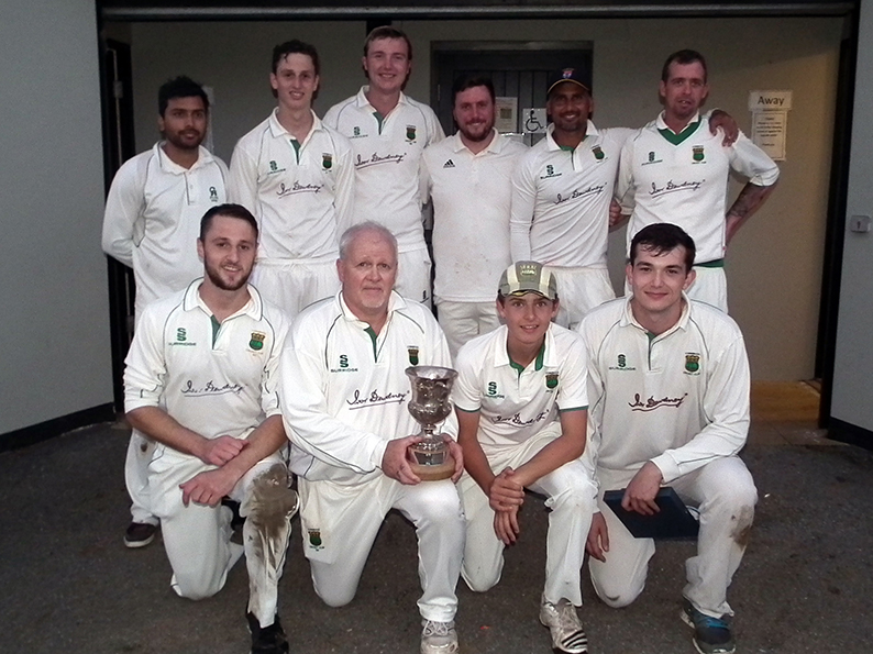 Winning skipper Stuart Mansfield and his team with the P&D League Cup