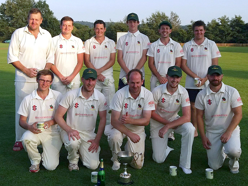 Whimple captain Ben Silk surrounded by his cup winning team