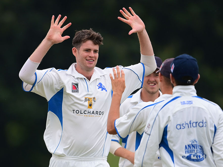 Ed Middleton celebrates taking a Wales wicket in 2021<br>credit: @ppauk 