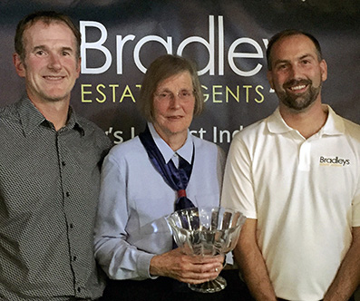Peter Howard Award winner Sheila Harding flanked by league chairman Robert Bradshaw-Smith and Kai Logan of Bradleys