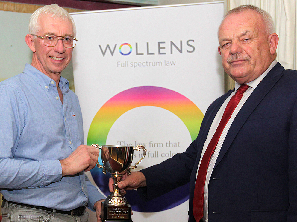 President's Cup winner Paul Harding (left) receiving his award from Jim Parker of Wollens