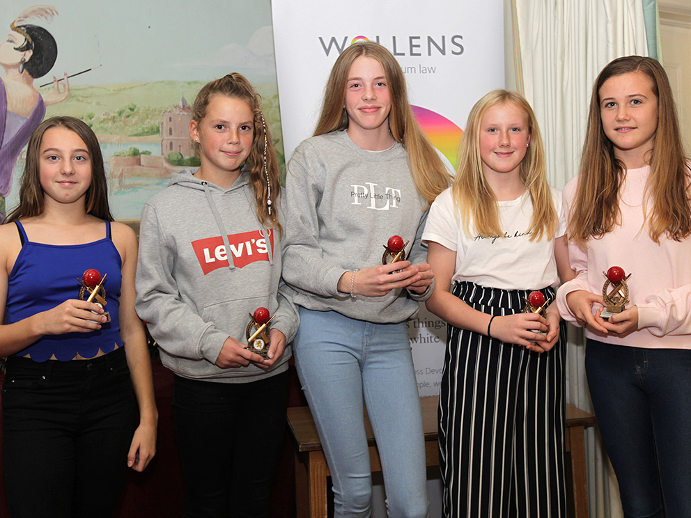 Paignton U13 Girls, who were runners-up to Bovey Tracey in their division. They are Ella Clark, Norah Robertson, Isobel Brown, Charlotte Taylor and Isabella Ashford<br>credit: Andrew Uglow / pyramidtorbay