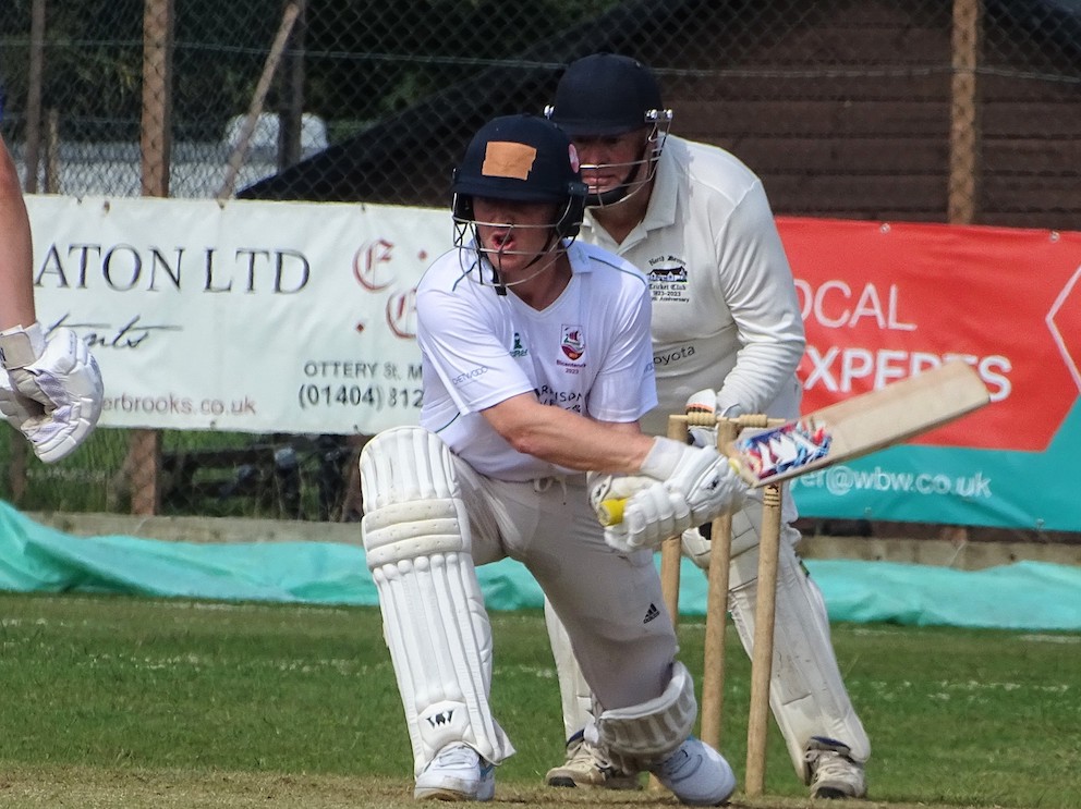 Dom Bess gets the reverse sweep out of the locker against North Devon<br>credit: Fiona Tyson