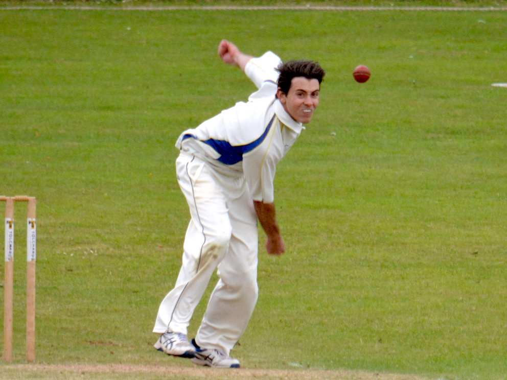 Plymstock's Anthony Mustica – five wickets in the win at Babbacombe<br>credit: Conrad Sutcliffe - no re-use without copyright owner's consent Plymstock's Anthony Mustica – five wickets in the win at Babbacombe<br>credit: Conrad Sutcliffe - no re-use without copyright owner's consent