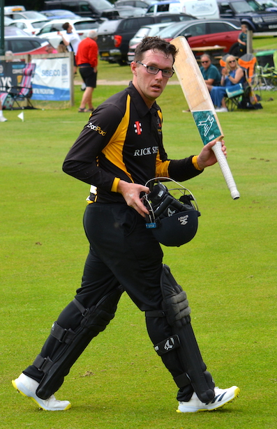 Cornwall'a Jake Rowe makes his way off at the end of his match-turning innings