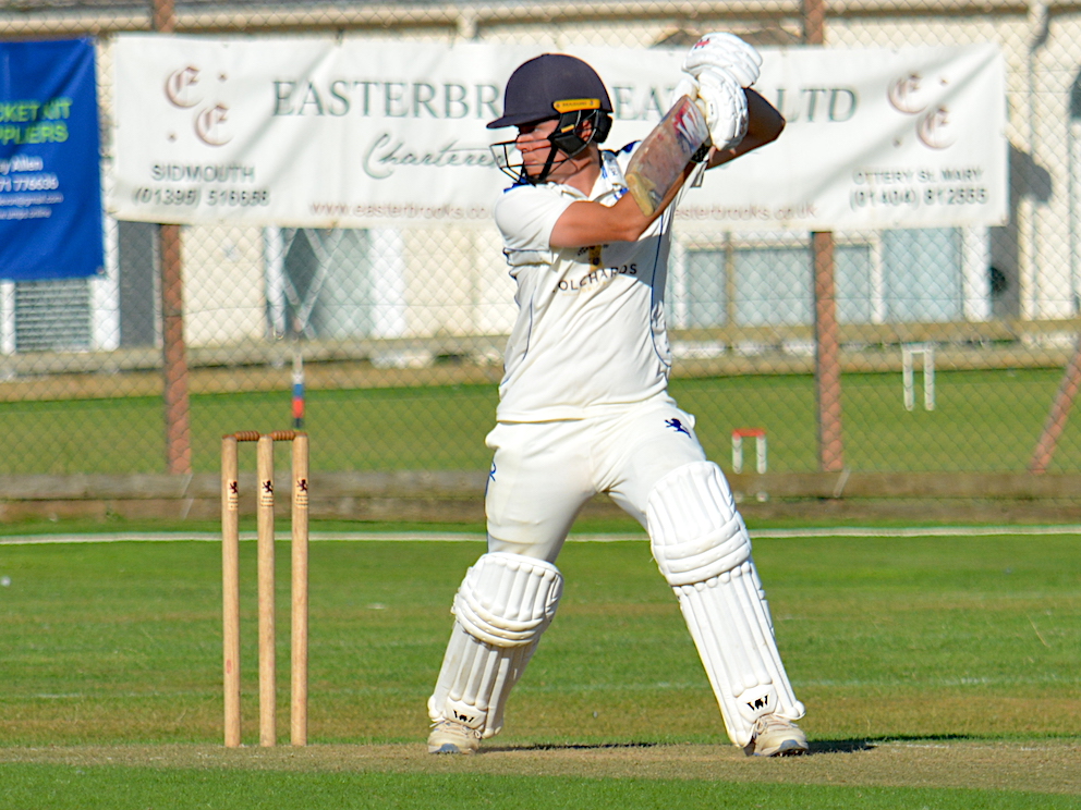 Devon opener Sam Elstone finds a gap on the way to 64 against Cheshire in the first innings