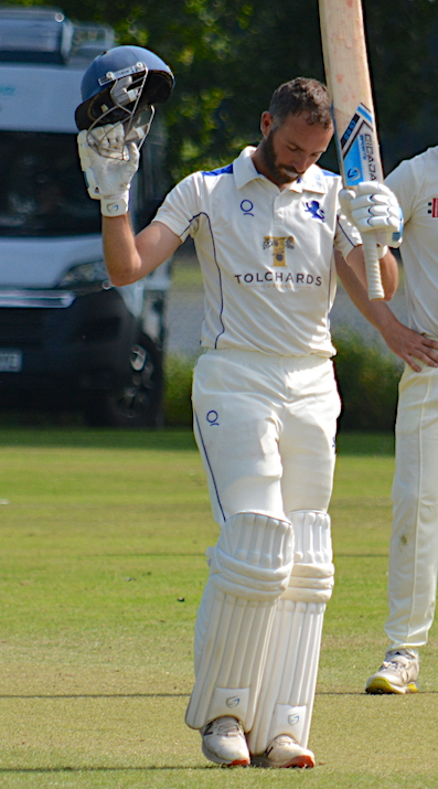 Matt Thompson after reaching his century against Devon