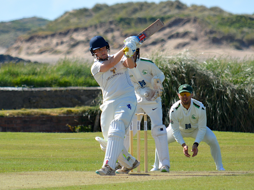 Lawrence Walker dispatching one of the seven fours in his maiden half-century for Devon<br>credit: Conrad Sutcliffe - no re-use without copyright owner's consent Lawrence Walker dispatching one of the seven fours in his maiden half-century for Devon<br>credit: Conrad Sutcliffe - no re-use without copyright owner's consent