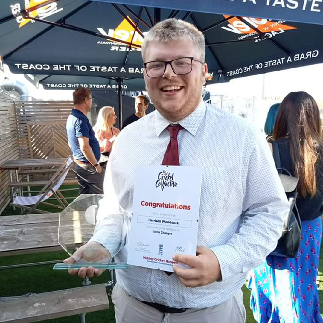 Harrison won the Game Changer award at the 2023 Gloucestershire Cricket Foundation Cricket Collective Awards.