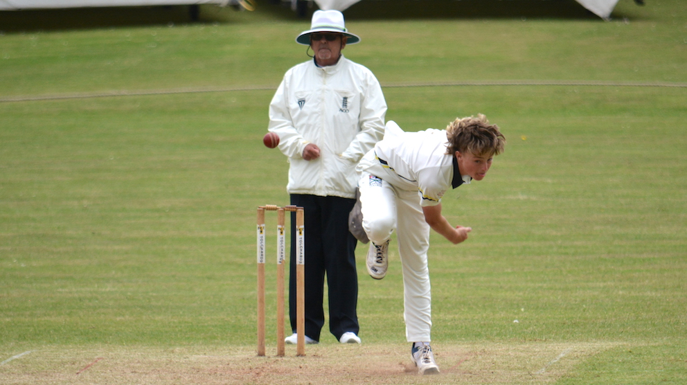 Plymstock's young seamer Archie Hall, who flushed out Ipplpen's 'lingerers'<br>credit: Conrad Sutcliffe - no re-use without copyright owner's consent