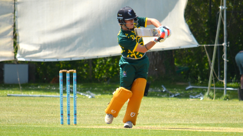 Bovey Tracey's South African batsman Slade van Staden on the way to a top score of 85 in the win over Bridestowe & Belstone<br>credit: Conrad Sutcliffe - no re-use without copyright owner's consent